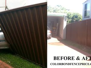 Damaged Old Colorbond Mission Brown Fence Replaced