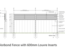 architectural Drawing of a ccolorbond fence with louvre inserts 2021 by fencing sydney - C